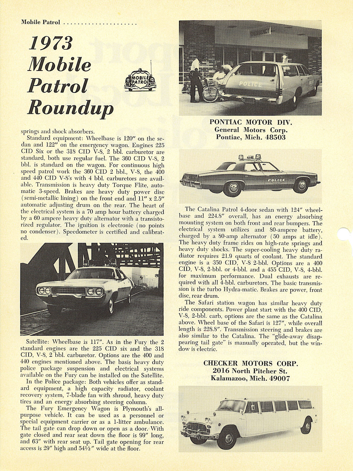 1973 Police Vehicles Booklet Page 3